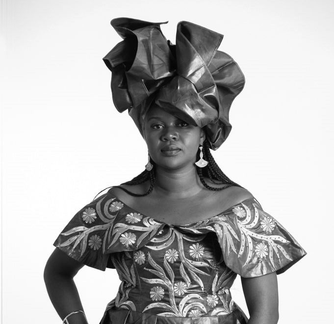 black and white image of an ethnic woman